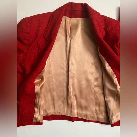 Vintage Handmade wool red Women’s Blazer Jacket - Picture 9 of 10